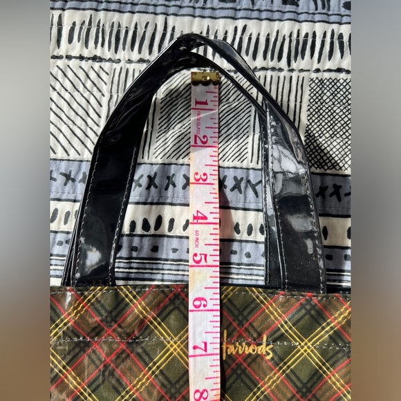 Vintage Harrods Plaid Brown Stylish Handheld Tote Bag Old Money Preppy Prep - Picture 10 of 13
